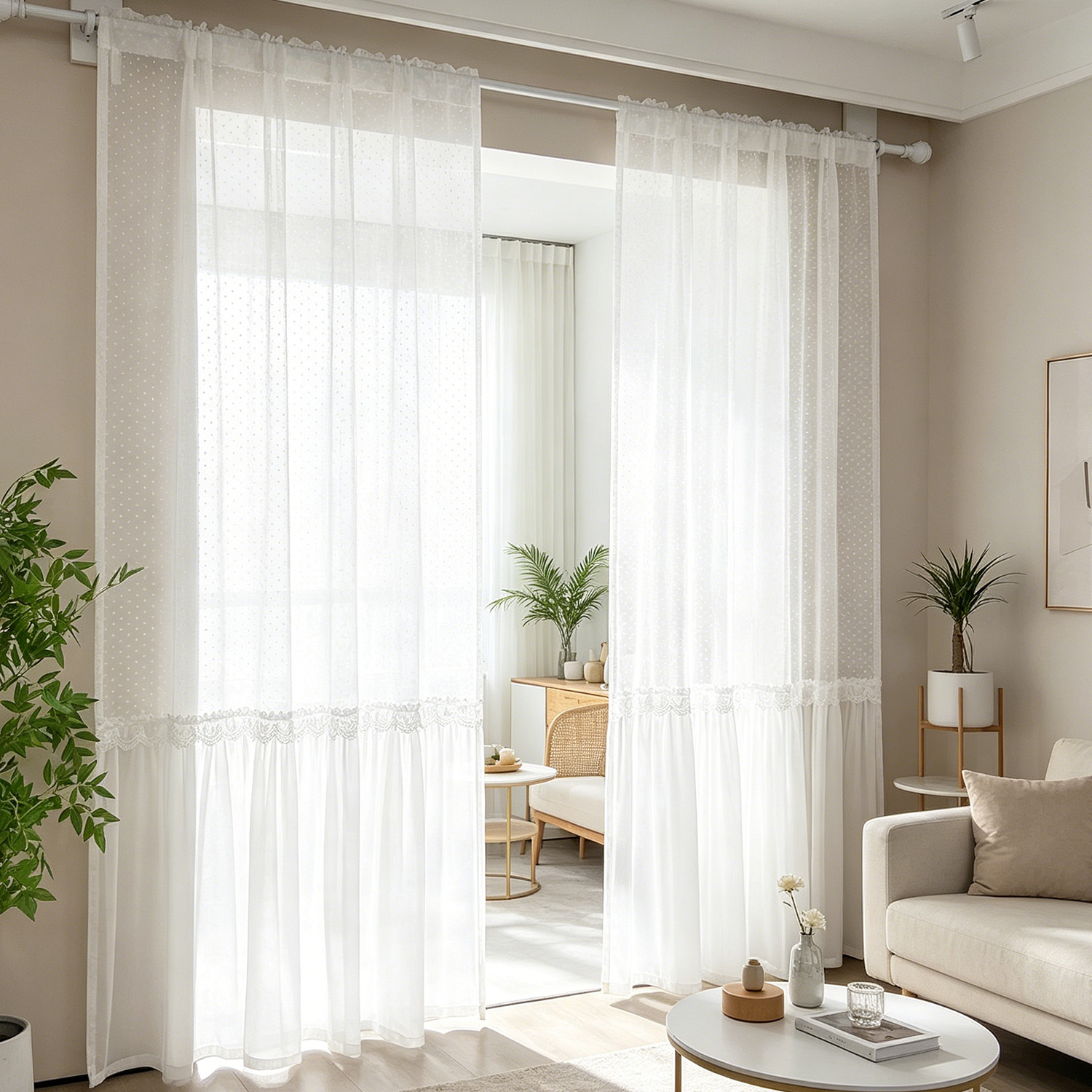 Lighting Decor Ideas - French Romantic Sheer Curtain with Polka