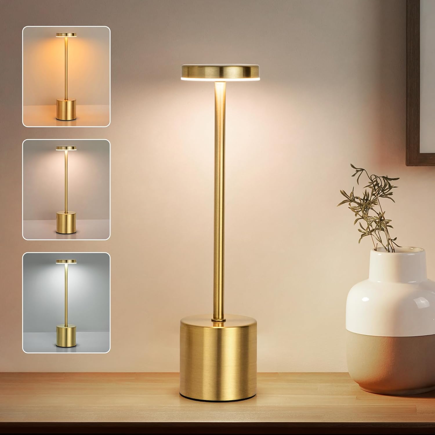 Colour Changing Bulb - Simple LED Rechargeable Touch Metal Table