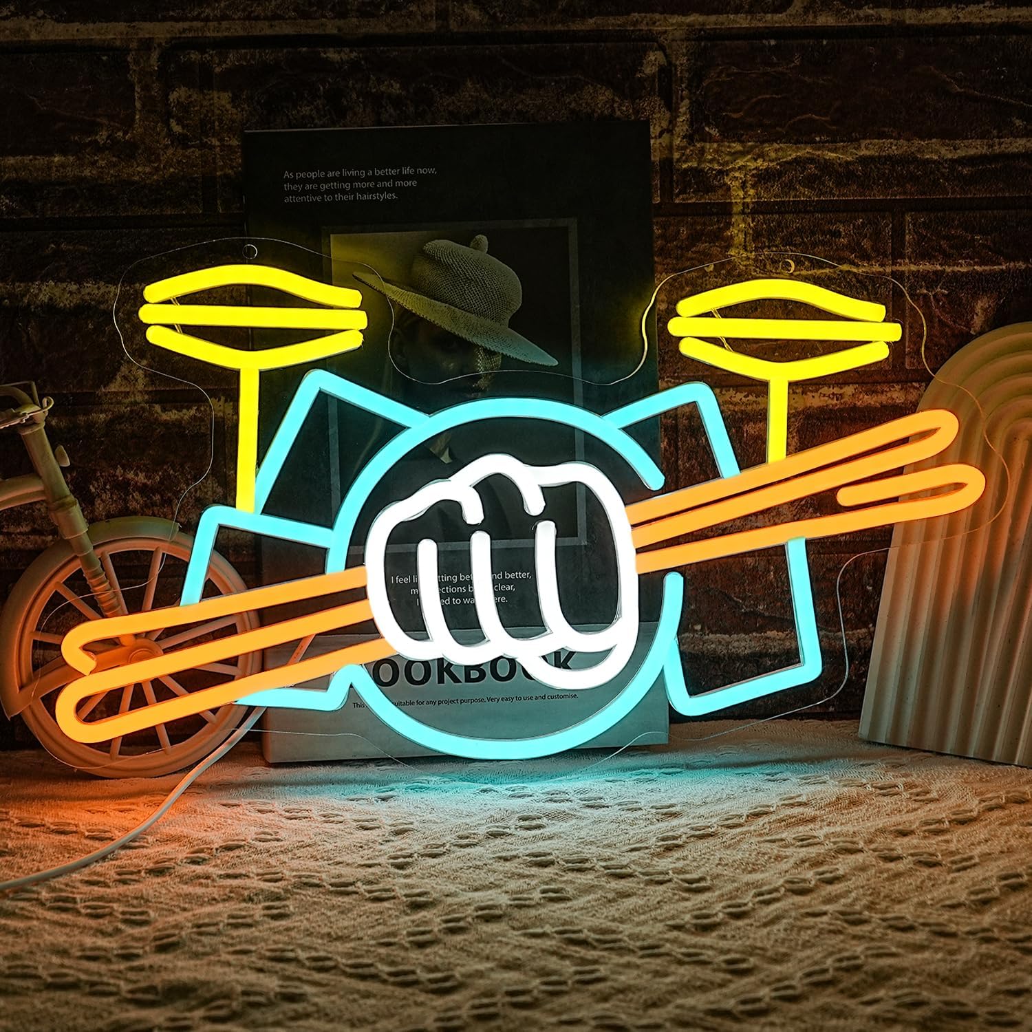 Drum Set Neon Sign USB Powered - Led Lighting Wall Decor recension och pris