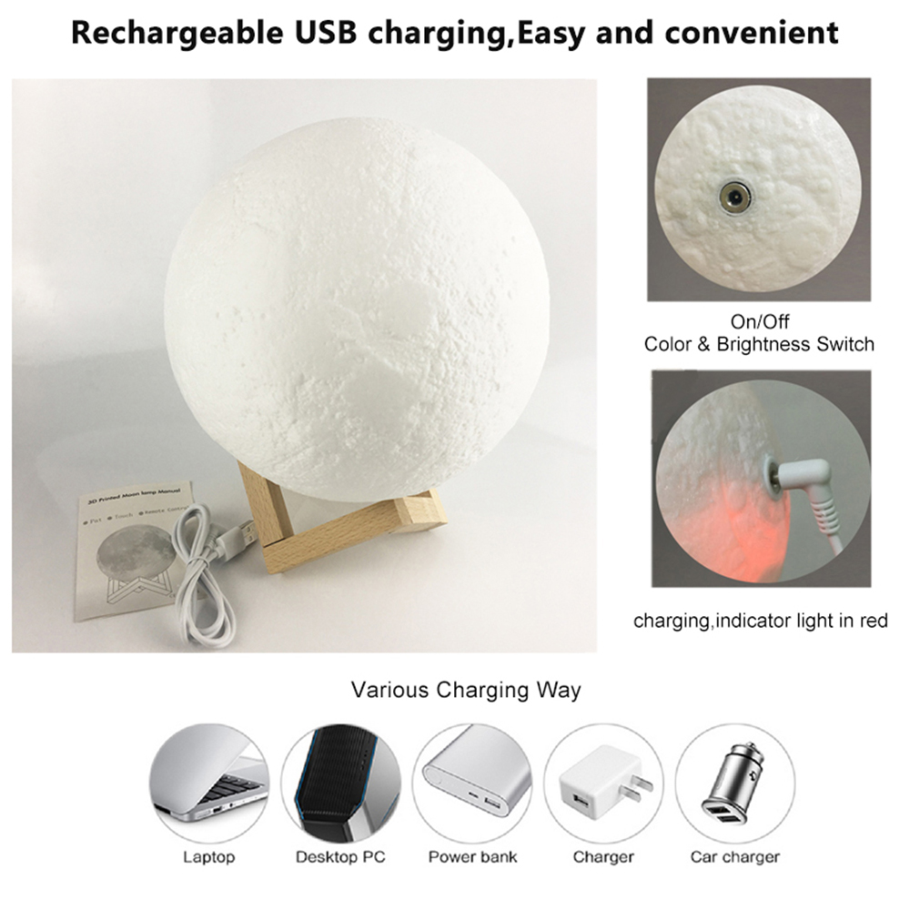 3D Print Moon Lamp Colorful Ch - Colour Changing Bulb recension och pris