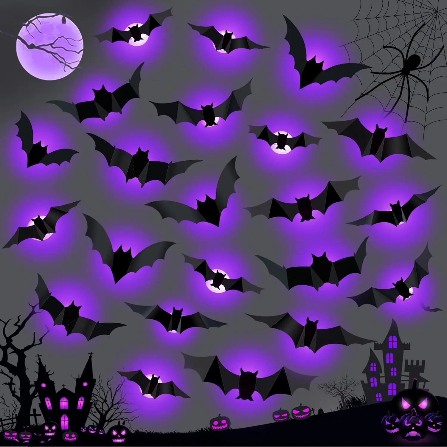 Halloween LED Bats Spider Deco - Outdoor Lighting Wedding Decor recension och pris