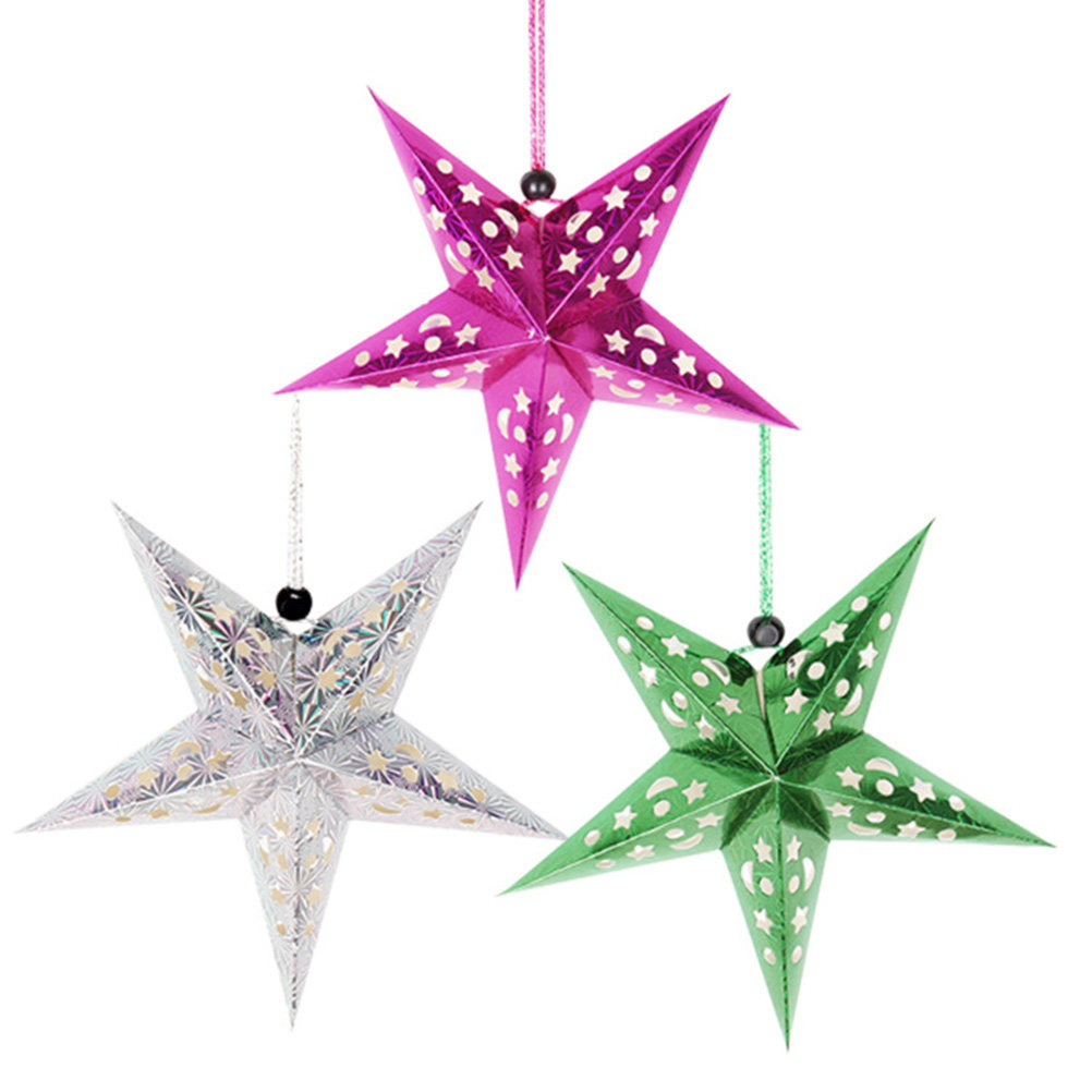 5Pcs 45Cm Shiny Paper Star Lam - Outdoor Lighting Wedding Decor recension och pris