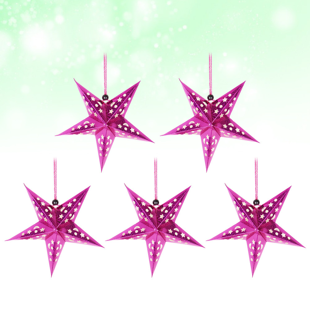 5Pcs 45Cm Shiny Paper Star Lam - Outdoor Lighting Wedding Decor recension och pris