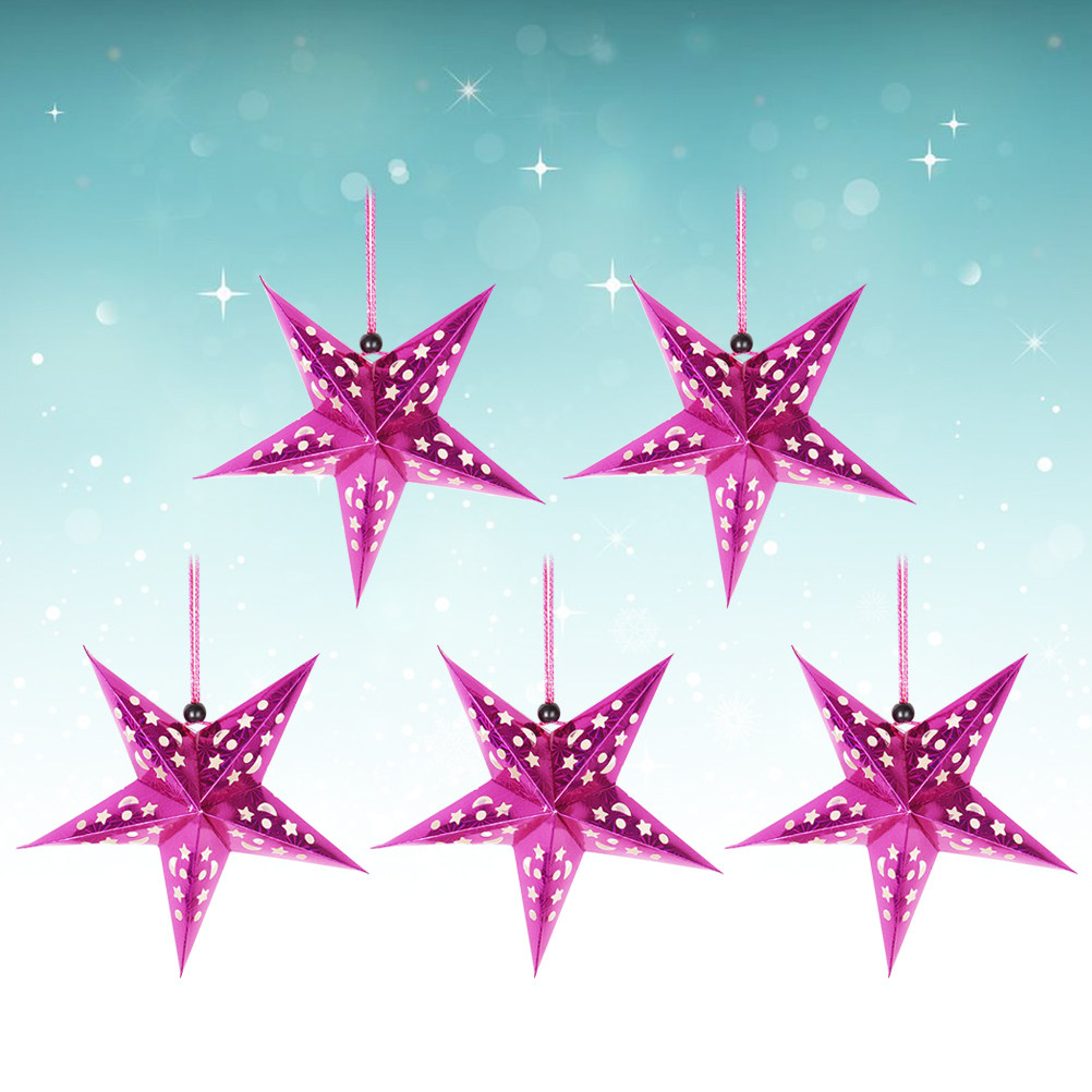 5Pcs 45Cm Shiny Paper Star Lam - Outdoor Lighting Wedding Decor recension och pris